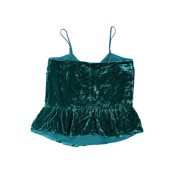 J.Crew Peplum Top Womens Sz 0 Kelly Green Velvet Burnout Silk Whimsigoth Fairy - Picture 2 of 8